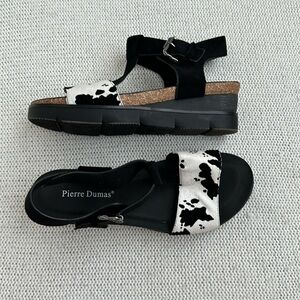 Pierre Dumas Cow Print Platform Sandals Size 8